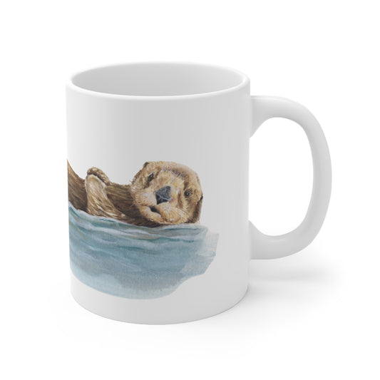 Floating Otter Ceramic Coffee Cups, 11oz, 15oz