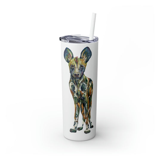 EWT African Painted Pup Skinny Tumbler with Straw, 20oz