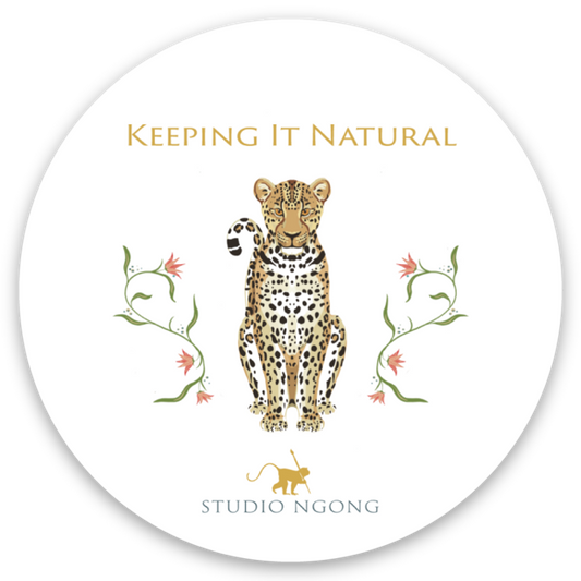 Keeping It Natural Round Sticker with Leopard • CM • 2"