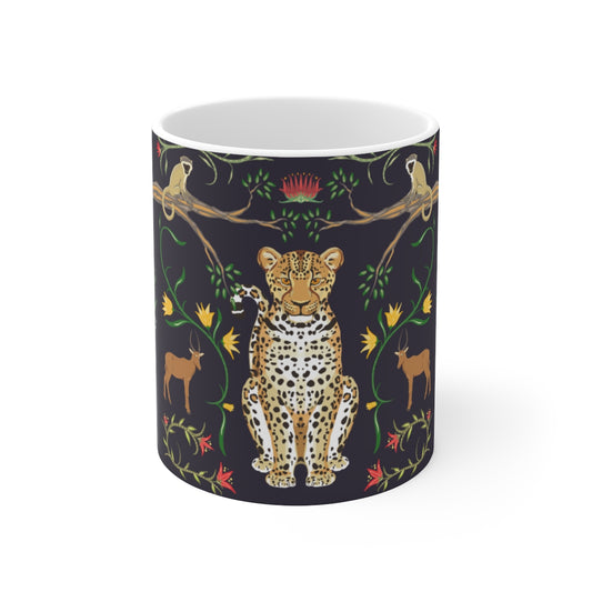 EA Leopard Deep Purple Ceramic Coffee Cups, 11oz, 15oz