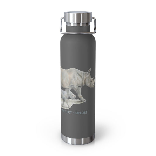 Rhino Mother & Calf Copper Vacuum Insulated Bottle, 22oz
